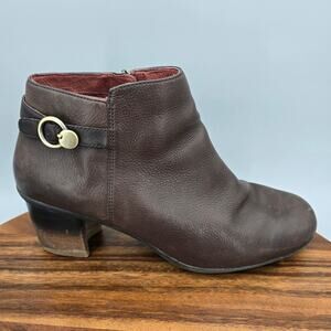 Dansko Perry Boots Womens 11.5 42 Brown Leathe Heel Zip Waterproof Ankle Booties
